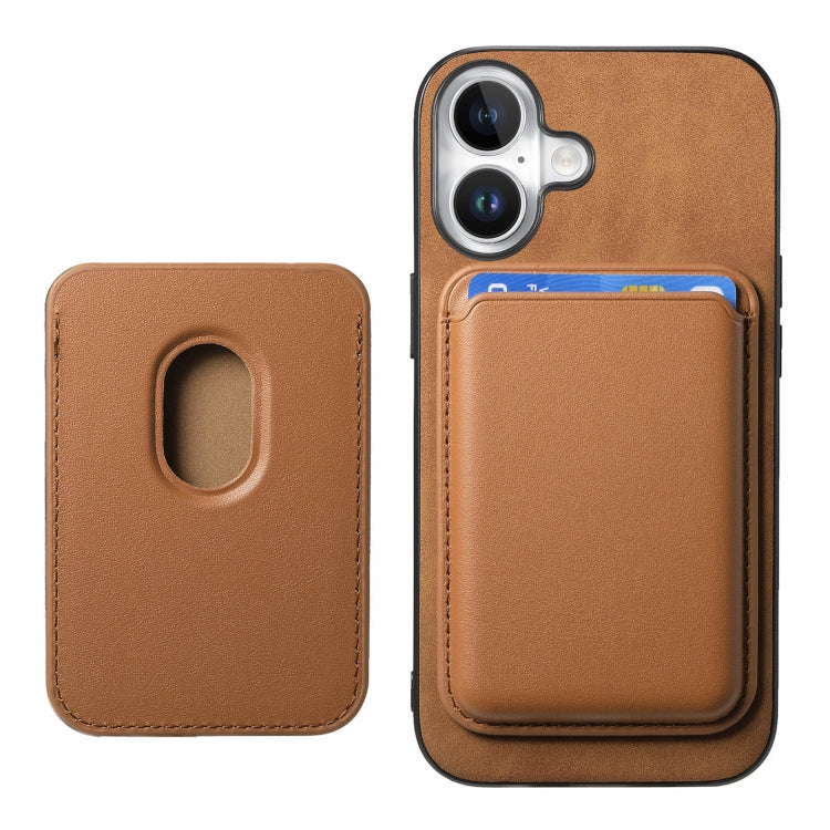 For iPhone 16 Retro Magsafe Card Bag PU Back Cover Phone Case(Brown) - iPhone 16 Cases by buy2fix | Online Shopping UK | buy2fix