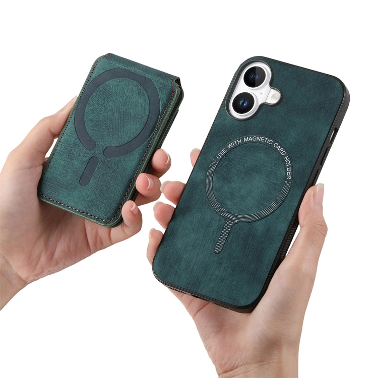 For iPhone 16 Retro Splitable Magnetic Stand Card Bag Leather Phone Case(Green) - iPhone 16 Cases by buy2fix | Online Shopping UK | buy2fix