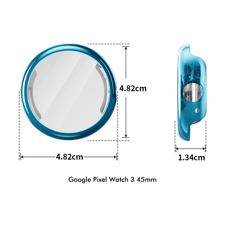 For Google Pixel Watch 3 45mm ENKAY Hat-Prince Full Coverage Electroplated Soft TPU Case with Screen Protection(Dark Cyan) - Watch Cases by ENKAY | Online Shopping UK | buy2fix