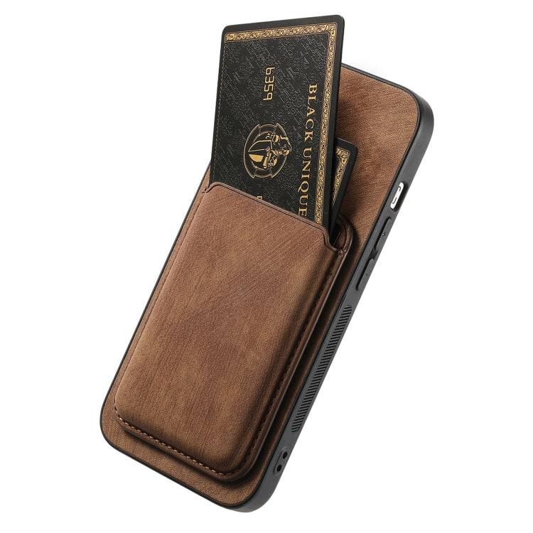 For iPhone 16 Plus Retro Leather Card Bag Magnetic Phone Case(Brown) - iPhone 16 Plus Cases by buy2fix | Online Shopping UK | buy2fix