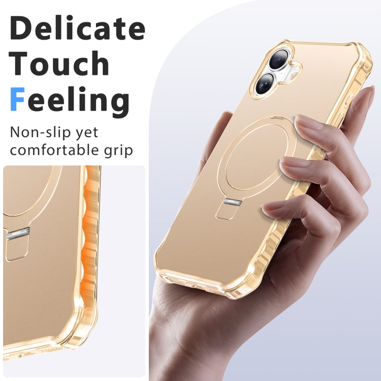 For iPhone 16 Plus Clear Wave MagSafe Holder Phone Case(Gold) - iPhone 16 Plus Cases by buy2fix | Online Shopping UK | buy2fix