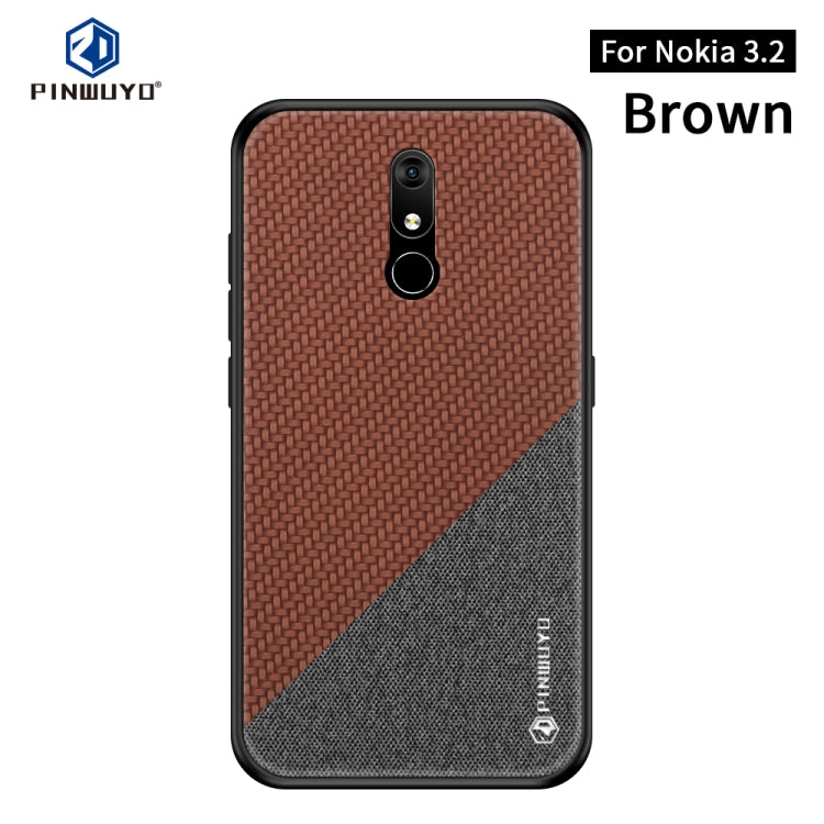 PINWUYO Honors Series Shockproof PC + TPU Protective Case for Nokia 3.2(Brown) - Nokia Cases by PINWUYO | Online Shopping UK | buy2fix