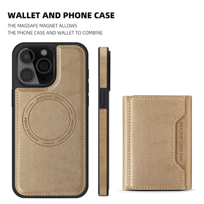 For iPhone 16 Pro Max Shield Multi-functional MagSafe Card Bag Phone Case(Desert Gold) - iPhone 16 Pro Max Cases by buy2fix | Online Shopping UK | buy2fix