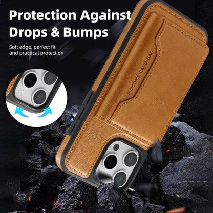 For iPhone 16 Pro Shield Multi-functional MagSafe Card Bag Phone Case(Brown) - iPhone 16 Pro Cases by buy2fix | Online Shopping UK | buy2fix