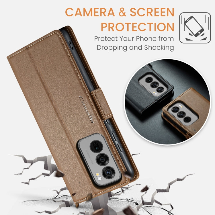 For OPPO Reno12 Pro 5G Global CaseMe 023 Butterfly Buckle Litchi Texture RFID Anti-theft Leather Phone Case(Brown) - Reno12 Pro Cases by CaseMe | Online Shopping UK | buy2fix