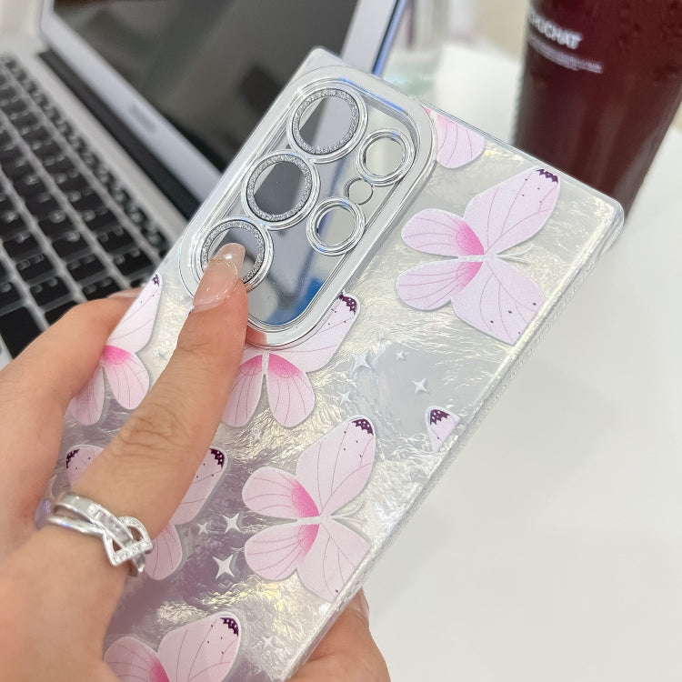 For Samsung Galaxy S25+ 5G Plating Texture Butterfly Wristband TPU Phone Case with Glitter Lens Film(Flowers Butterflies HU1) - Galaxy S25+ 5G Cases by buy2fix | Online Shopping UK | buy2fix