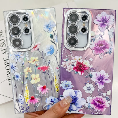 For Samsung Galaxy S25 5G Electroplating Flowers Plants Texture TPU Phone Case(Lavender FL3) - Galaxy S25 5G Cases by buy2fix | Online Shopping UK | buy2fix