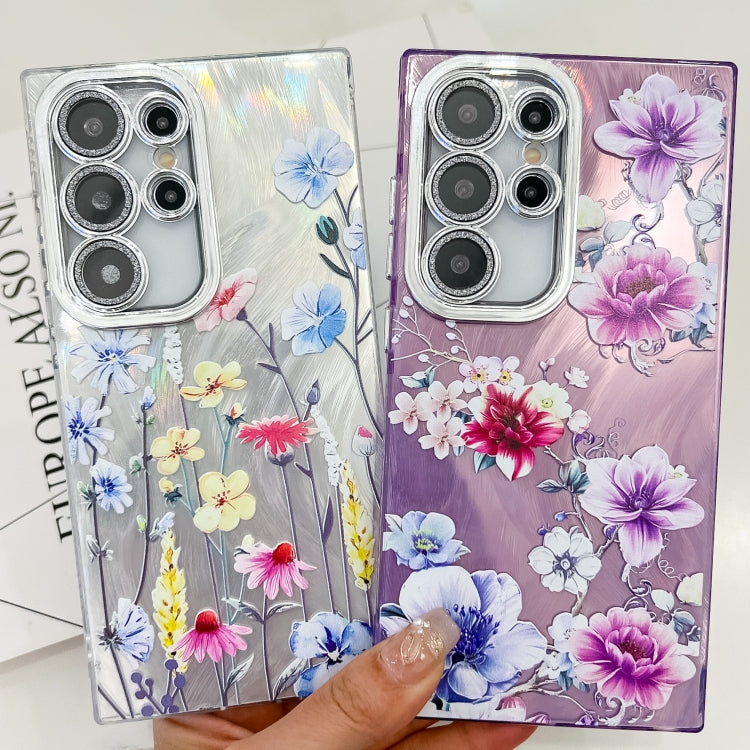 For Samsung Galaxy S25 Ultra 5G Electroplating Flowers Plants Texture TPU Phone Case(Lavender FL3) - Galaxy S25 Ultra 5G Cases by buy2fix | Online Shopping UK | buy2fix