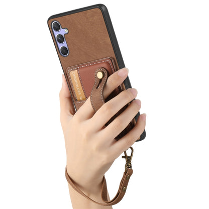 For Samsung Galaxy S25 5G Retro Cross Wristband Wallet Leather Back Phone Case(Brown) - Galaxy S25 5G Cases by buy2fix | Online Shopping UK | buy2fix