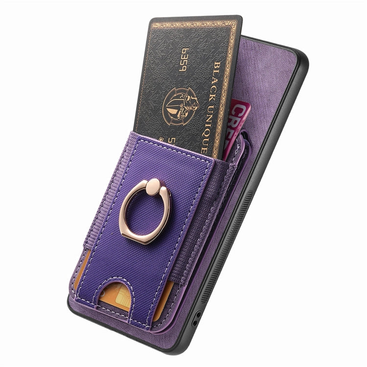 For Samsung Galaxy S25 5G Retro Splitable Magnetic Stand Card Bag Leather Phone Case(Purple) - Galaxy S25 5G Cases by buy2fix | Online Shopping UK | buy2fix