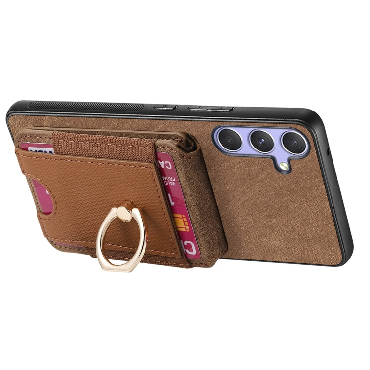 For Samsung Galaxy S25+ 5G Retro Splitable Magnetic Stand Card Bag Leather Phone Case(Brown) - Galaxy S25+ 5G Cases by buy2fix | Online Shopping UK | buy2fix