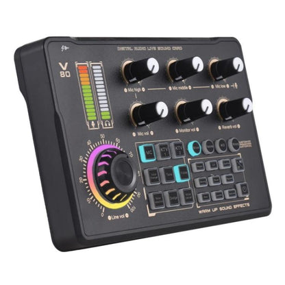 V80 For Mobile Phone Computer Portable Live Streaming Karaoke Sound Card Mixer - Live Sound Effects Processors by buy2fix | Online Shopping UK | buy2fix