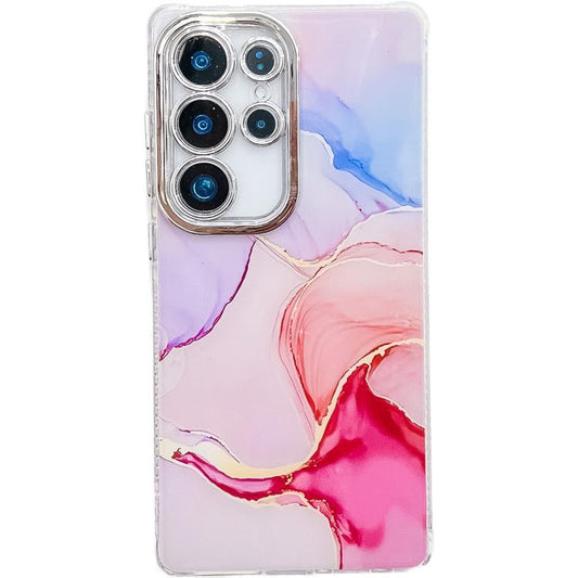 For Samsung Galaxy S25 Ultra 5G Electroplated Marble Texture Phone Case(Red M7) - Galaxy S25 Ultra 5G Cases by buy2fix | Online Shopping UK | buy2fix