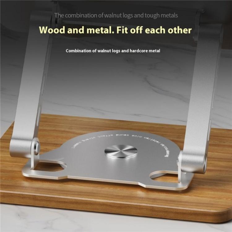 J31 Foldable 360-Degree Rotating Laptop Metal Wood Cooling Stand(Silver) - Laptop Stand by buy2fix | Online Shopping UK | buy2fix