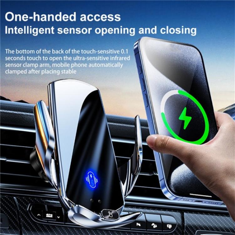 Q15 Car Vehicle Navigation Phone Holder Car Air Vent Mount Magnetic Wireless Charging Stand(Silver) - Car Charger by buy2fix | Online Shopping UK | buy2fix