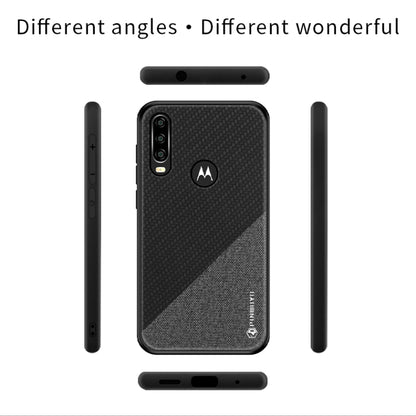 PINWUYO Hong Series Anti-fall TPU+ Chemical Fiber Cloth Protective Cover for Moto P40 power(Brown) - Motorola Cases by PINWUYO | Online Shopping UK | buy2fix