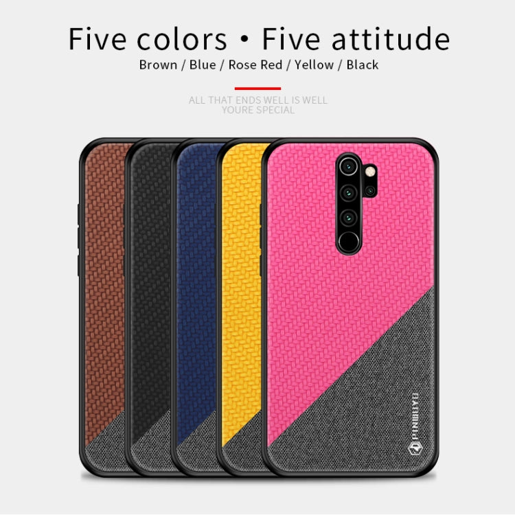 For Xiaomi RedMi Note 8 Pro PINWUYO Rong Series  Shockproof PC + TPU+ Chemical Fiber Cloth Protective Cover(Brown) - Xiaomi Cases by buy2fix | Online Shopping UK | buy2fix