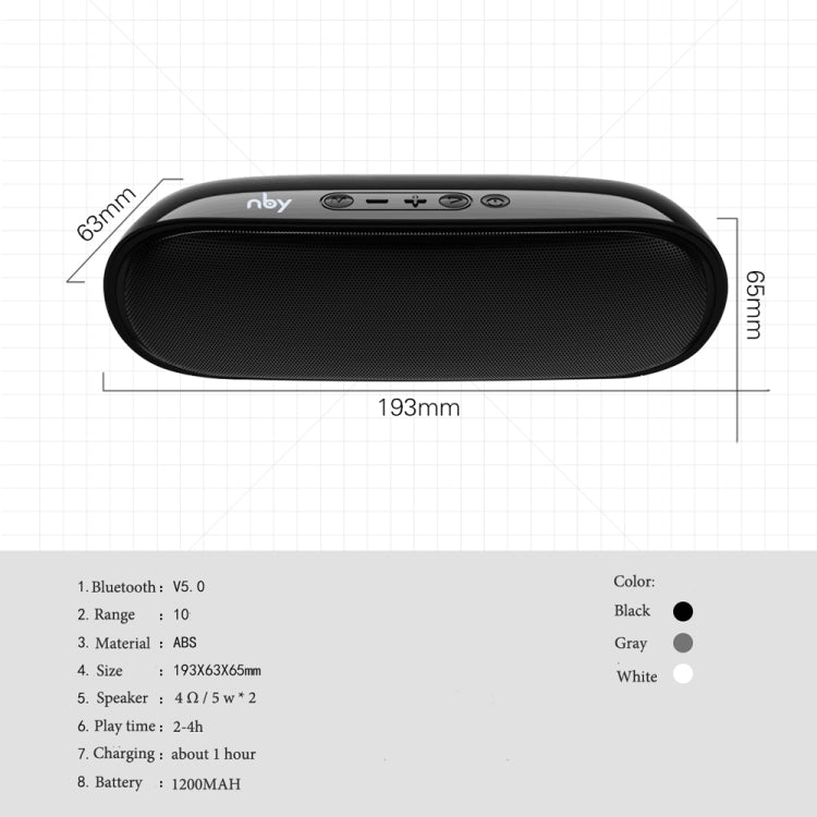 NBY 4070 Portable Bluetooth Speaker 3D Stereo Sound Surround Speakers, Support FM, TF, AUX, U-disk(White) - Desktop Speaker by NBY | Online Shopping UK | buy2fix