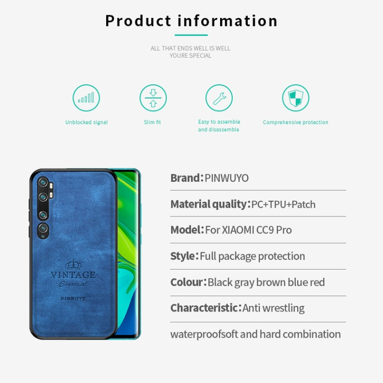 For Xiaomi CC9 Pro / Note10 PINWUYO Zun Series PC + TPU + Skin Waterproof And Anti-fall All-inclusive Protective Shell(Blue) - Xiaomi Cases by PINWUYO | Online Shopping UK | buy2fix