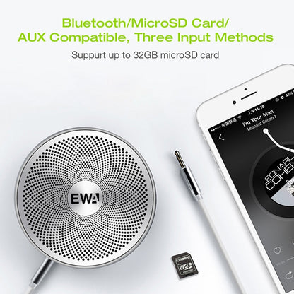 EWA A2 Pro Metal Speaker Outdoor Waterproof Bluetooth Sound Bass Speaker(Silver) - Waterproof Speaker by EWA | Online Shopping UK | buy2fix