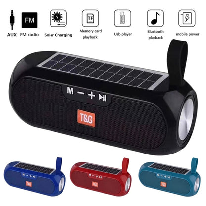 T&G TG182 Portable Column Wireless Stereo Music Box Solar Power waterproof USB AUX FM radio super bass(Red) - Desktop Speaker by T&G | Online Shopping UK | buy2fix