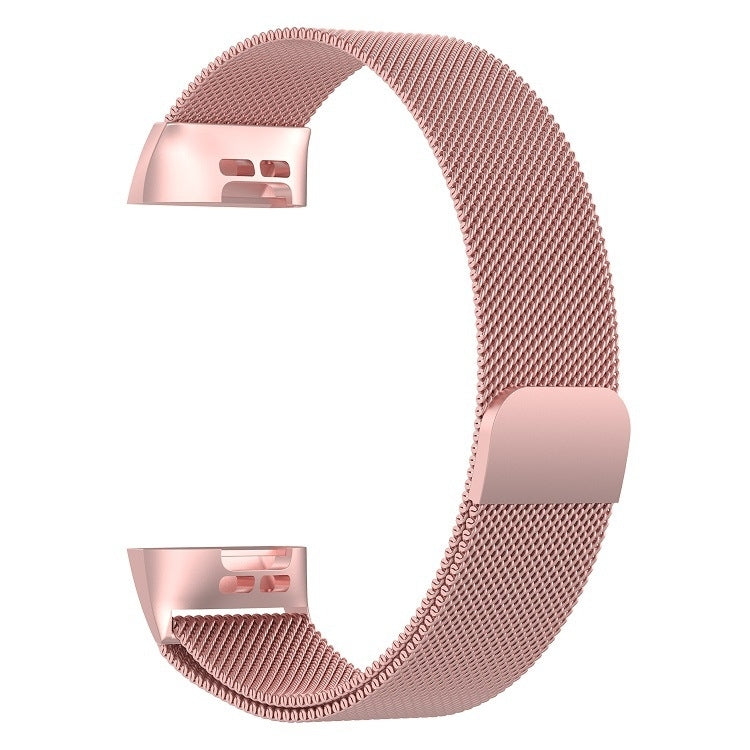 Stainless Steel Magnet Watch Band for FITBIT Charge 4 / 3, Large Size: 210x18mm(Pink) - Watch Bands by buy2fix | Online Shopping UK | buy2fix