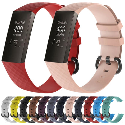 Diamond Pattern Silicone Watch Band for Fitbit Charge 4 Small Size：190*18mm(Pink) - Watch Bands by buy2fix | Online Shopping UK | buy2fix