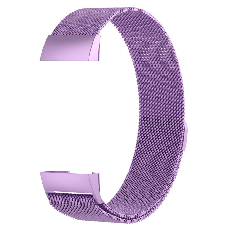 Stainless Steel Magnet Watch Band for FITBIT Charge  4 / 3，Small Size: 190x18mm(Light Purple) - Watch Bands by buy2fix | Online Shopping UK | buy2fix