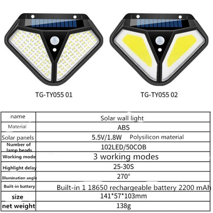 50 COB Solar Wall Lamp Body Induction Garden Lamp Villa Waterproof Outdoor Lighting Street Lamp - Solar Lights by buy2fix | Online Shopping UK | buy2fix