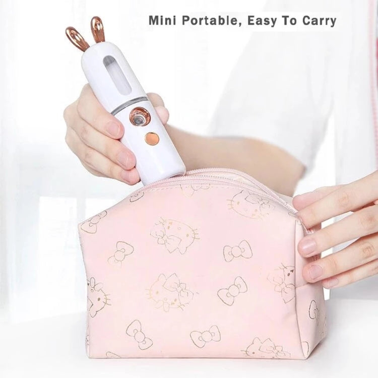 Facial Steamer Nano Spray Water Replenishing Instrument Portable Cold Spray Machine Charging Beauty Instrument Automatic Alcohol Sprayer, Style:Cute Rabbit(Pink) - Beauty Instrument by buy2fix | Online Shopping UK | buy2fix