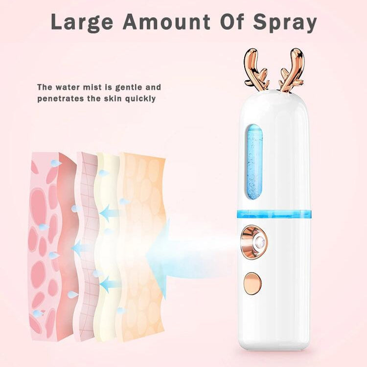 Facial Steamer Nano Spray Water Replenishing Instrument Portable Cold Spray Machine Charging Beauty Instrument Automatic Alcohol Sprayer, Style:Cute Rabbit(White) - Beauty Instrument by buy2fix | Online Shopping UK | buy2fix