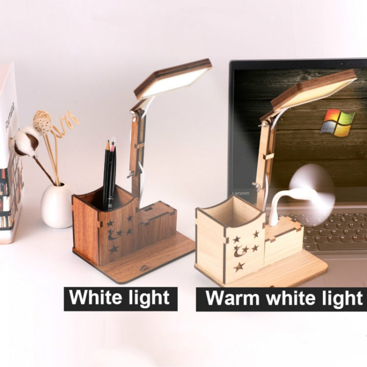 Wooden Multi-function Touch USB Pen Holder Desk Lamp Student Desktop Charging Reading Lamp Led Eye Protection Table Lamp, Style:USB Plug-in without Battery(Maple White) - Desk Lamps by buy2fix | Online Shopping UK | buy2fix