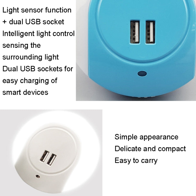 A78B LED Night Light With USB Port Intelligent Light Control Sensor Light, Plug:AU Plug(Blue) - Sensor LED Lights by buy2fix | Online Shopping UK | buy2fix