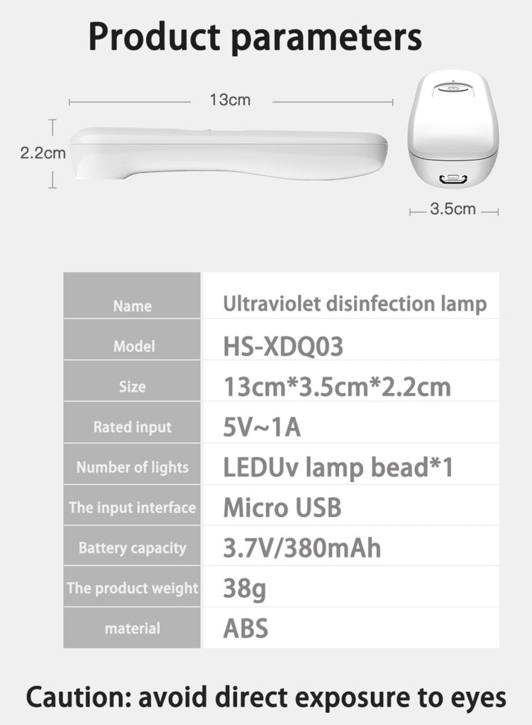 Portable UV Light Sterilizer Sterilization Stick Disinfection Ultraviolet Lamp(White) - Sterilizers by buy2fix | Online Shopping UK | buy2fix