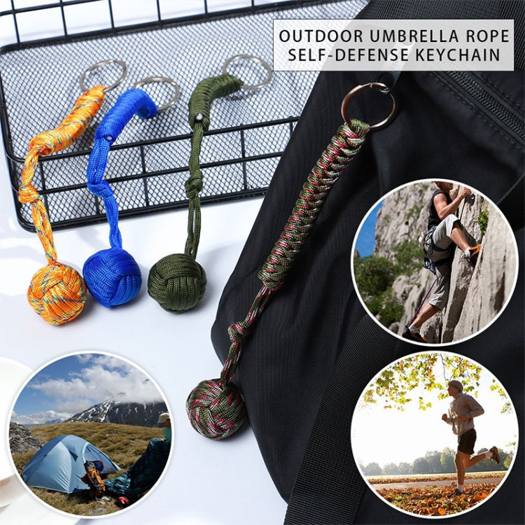 Outdoor Security Protection Black Monkey Fist Steel Ball Bearing Self Defense Lanyard Survival Key Chain(Camouflage Green 2) - Self-defense Protection by buy2fix | Online Shopping UK | buy2fix