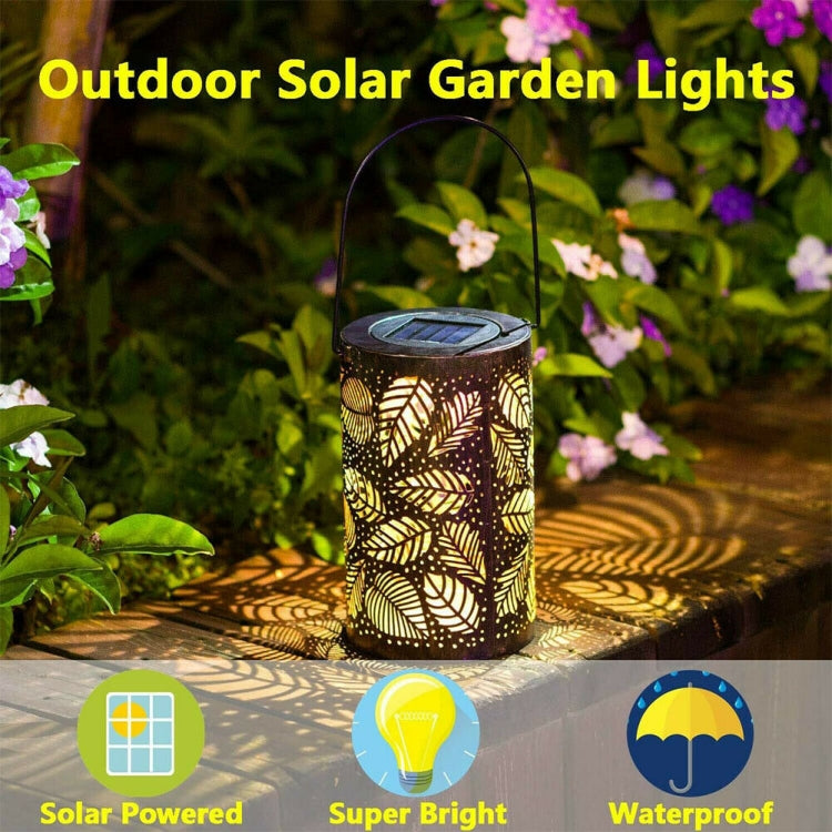 Outdoor Solar Wrought Iron Projection Lamp Hollow Wall Hanging Portable Garden Decorative Lamp, Style:Leaves - Solar Lights by buy2fix | Online Shopping UK | buy2fix