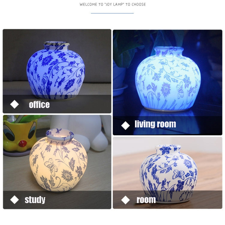 QH-28 Blue-and-white Porcelain Silicone Night Light USB Bedroom Bedside Lamp Pat Sensor Lamp(Colorful Light) - Night Lights by buy2fix | Online Shopping UK | buy2fix