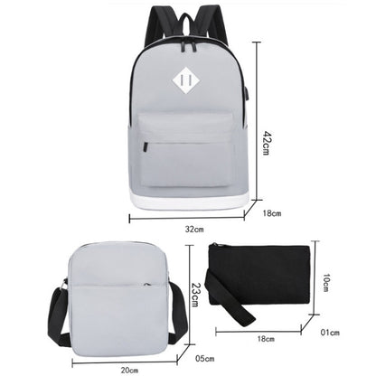 3 in 1 College Style Casual Backpack Student USB Charging Backpack(Leaves Gray) - Double-shoulder Bags by buy2fix | Online Shopping UK | buy2fix