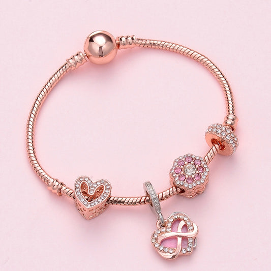 SL129 20cm Women Rose Gold Beaded Bracelet - Bracelets by buy2fix | Online Shopping UK | buy2fix