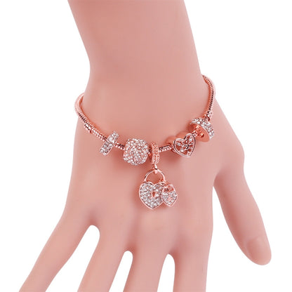 SL135 19cm Women Rose Gold Beaded Bracelet - Bracelets by buy2fix | Online Shopping UK | buy2fix