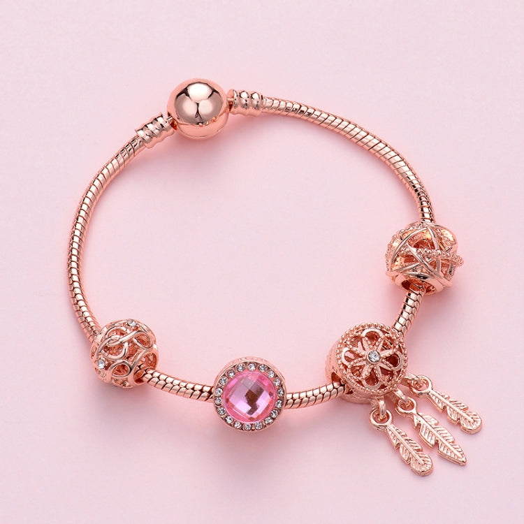 SL136 19cm Women Rose Gold Beaded Bracelet - Bracelets by buy2fix | Online Shopping UK | buy2fix