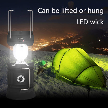 5803 Solar Camping Lamp Outdoor LED Emergency Portable Light Support USB Output(Black) - Camping Lighting by buy2fix | Online Shopping UK | buy2fix