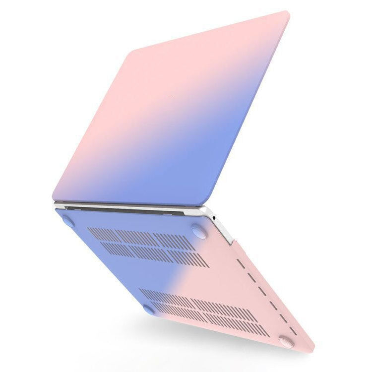 For MacBook Retina 12 A1534 Hollow Cream Style Laptop Plastic Protective Case(Rose Pink Matching Tranquil Blue) - MacBook Cases by buy2fix | Online Shopping UK | buy2fix