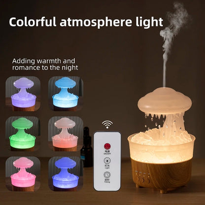 V50 Desktop Colorful Night Light Humidifier Wood Grain Water Drop Aroma Diffuser, Spec: UK Plug(Green) - Air Purifiers & Accessories by buy2fix | Online Shopping UK | buy2fix