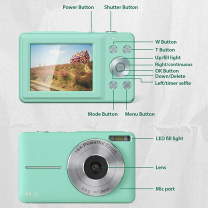 DC403L-AF 2.4-Inch 16X Zoom HD Digital Camera Mini Children Photography Camera EU Plug(Green) - Children Cameras by buy2fix | Online Shopping UK | buy2fix