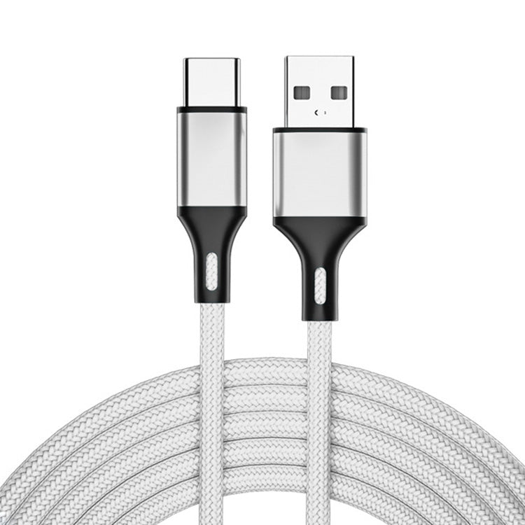 4 PCS 2.4A USB-C / Type-C to USB Braided Fast Charging Sync Data Cable, Length: 1m (Silver) - USB-C & Type-C Cable by buy2fix | Online Shopping UK | buy2fix