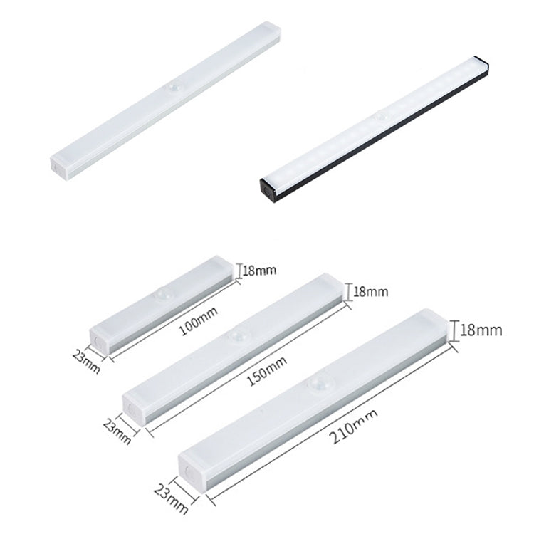 LED Human Body Induction Lamp Long Strip Charging Cabinet Lamp Strip, Size: 15cm(Silver and Warm Light) - Sensor LED Lights by buy2fix | Online Shopping UK | buy2fix