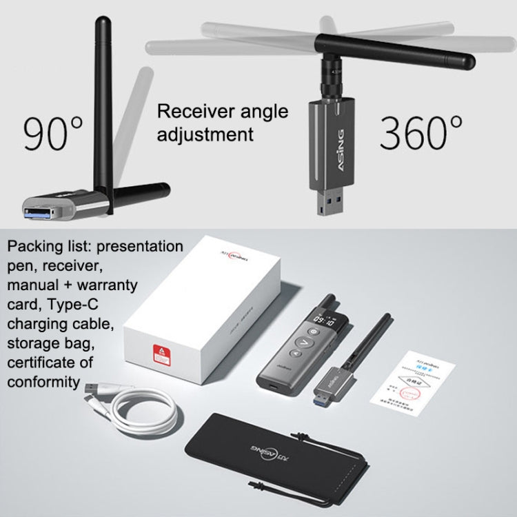 ASiNG A10 Green Light PPT Page Turning Pen Remote Control Presentation Pen, Capacity: 128M (Gray) -  by ASiNG | Online Shopping UK | buy2fix