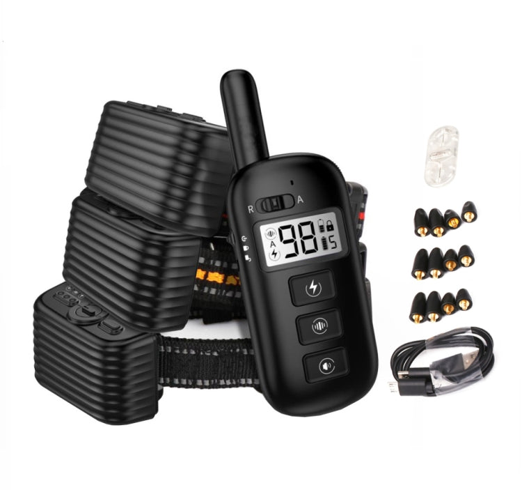 Remote Control Trainer Dog Collar Automatic Bark Stop Device, Specification: 1 Drag 1 (Black) - Training Aids by buy2fix | Online Shopping UK | buy2fix