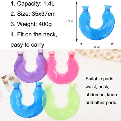 U-shaped PVC Hot Compress Shoulder And Neck Explosion-proof Water Injection Hot Water Bag(Blue + Green Snowflake Knitted) - Hot Water Bags by buy2fix | Online Shopping UK | buy2fix